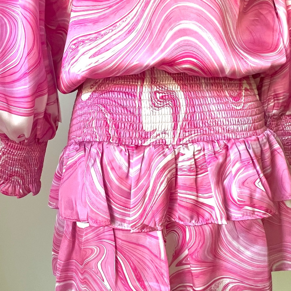Amanda Uprichard Amber Dress in Pink Swirl - Picture 5 of 6